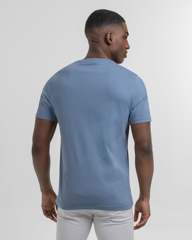 Blue Square Palm Tree Print T-Shirt