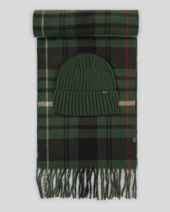 Steel & Jelly Men’s Ferring Green Beanie & Check Soft-Touch Scarf Set