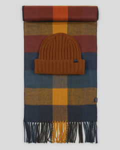 Steel & Jelly Men’s Merston Rust Beanie & Check Soft-Touch Scarf Set