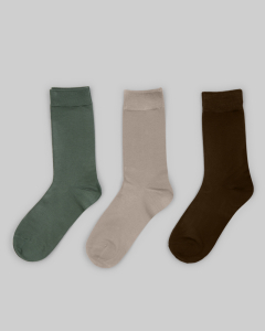 3 Pack Sage, Stone & Brown Bamboo Blend Socks