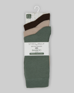 3 Pack Sage, Stone & Brown Bamboo Blend Socks