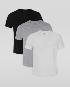 Black, Grey & White 3 Pack Short Sleeve T-Shirts