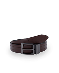Brown Stitch Detail Reversible Leather Belt