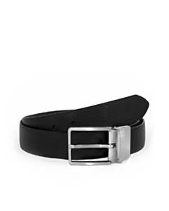 Black Reversible Leather Belt with Silver Buckle