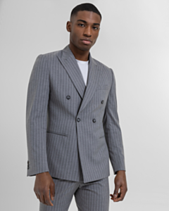 Grey Pinstripe Double Breasted Two Piece Suit